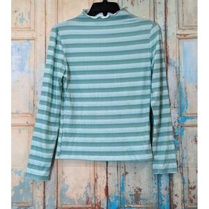 Cali Be Girls Size XL Teal Light Blue Striped Long Sleeve Pullover T-Shirt